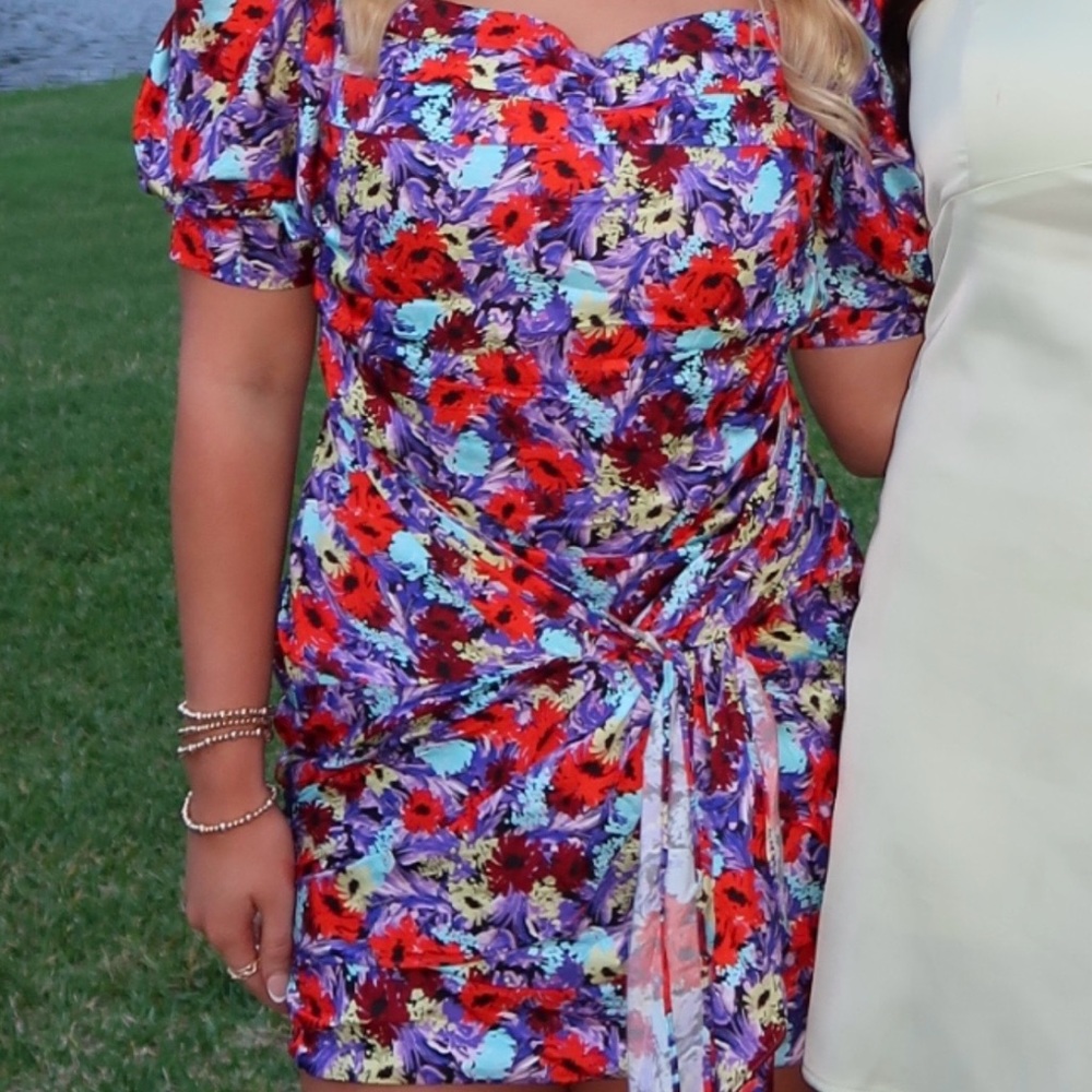 For Love And Lemons Red and Purple Floral Mini Dress
